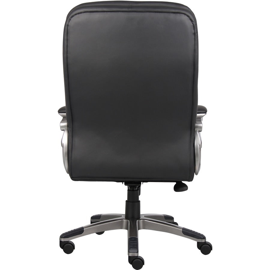 Boss High Back Executive Chair - Black Vinyl Seat - Black, Gray Nylon Frame - 5-star Base - 1 Each