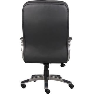 Boss High Back Executive Chair - Black Vinyl Seat - Black, Gray Nylon Frame - 5-star Base - 1 Each
