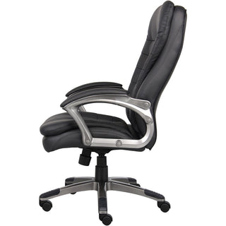 Boss High Back Executive Chair - Black Vinyl Seat - Black, Gray Nylon Frame - 5-star Base - 1 Each