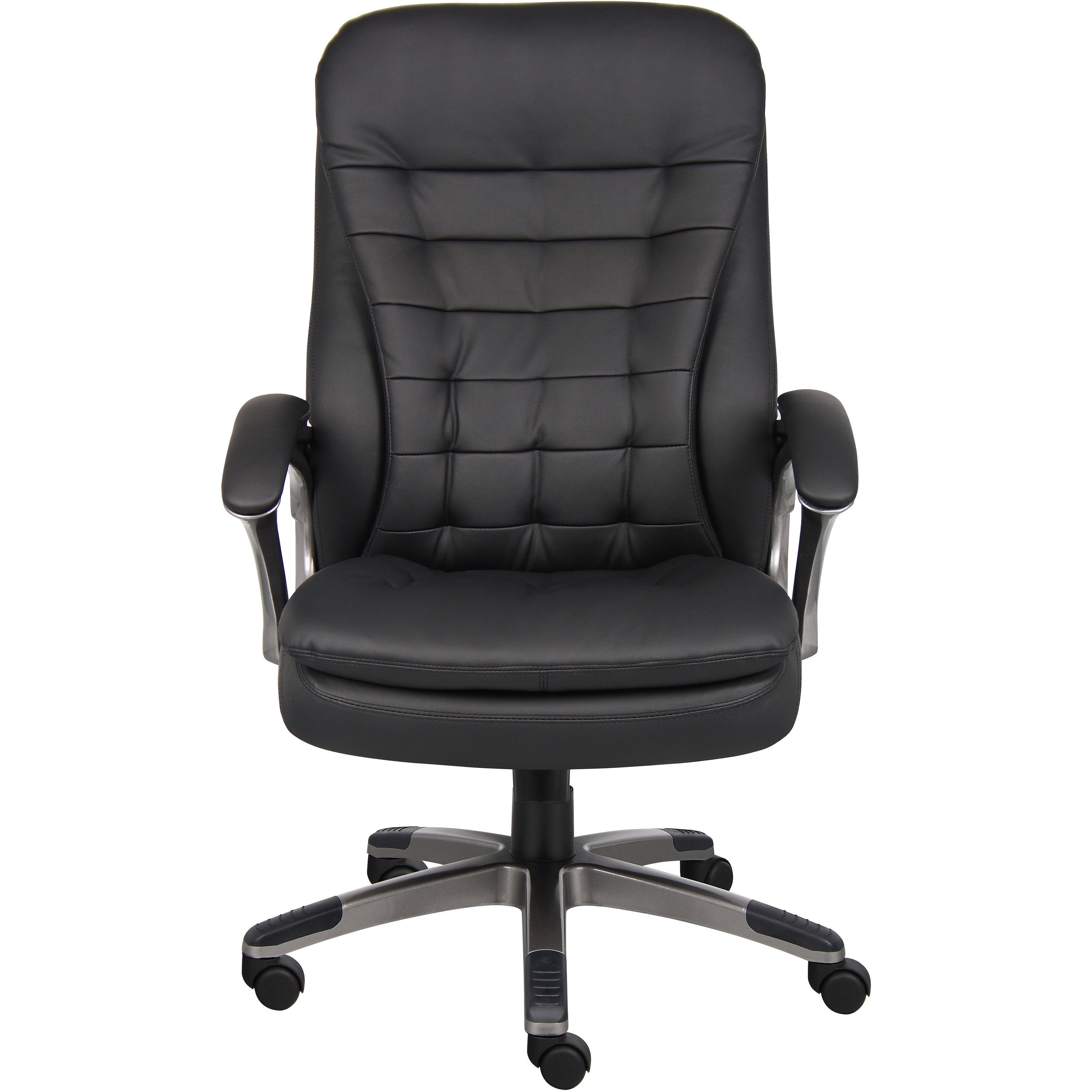 Boss High Back Executive Chair - Black Vinyl Seat - Black, Gray Nylon Frame - 5-star Base - 1 Each - 2