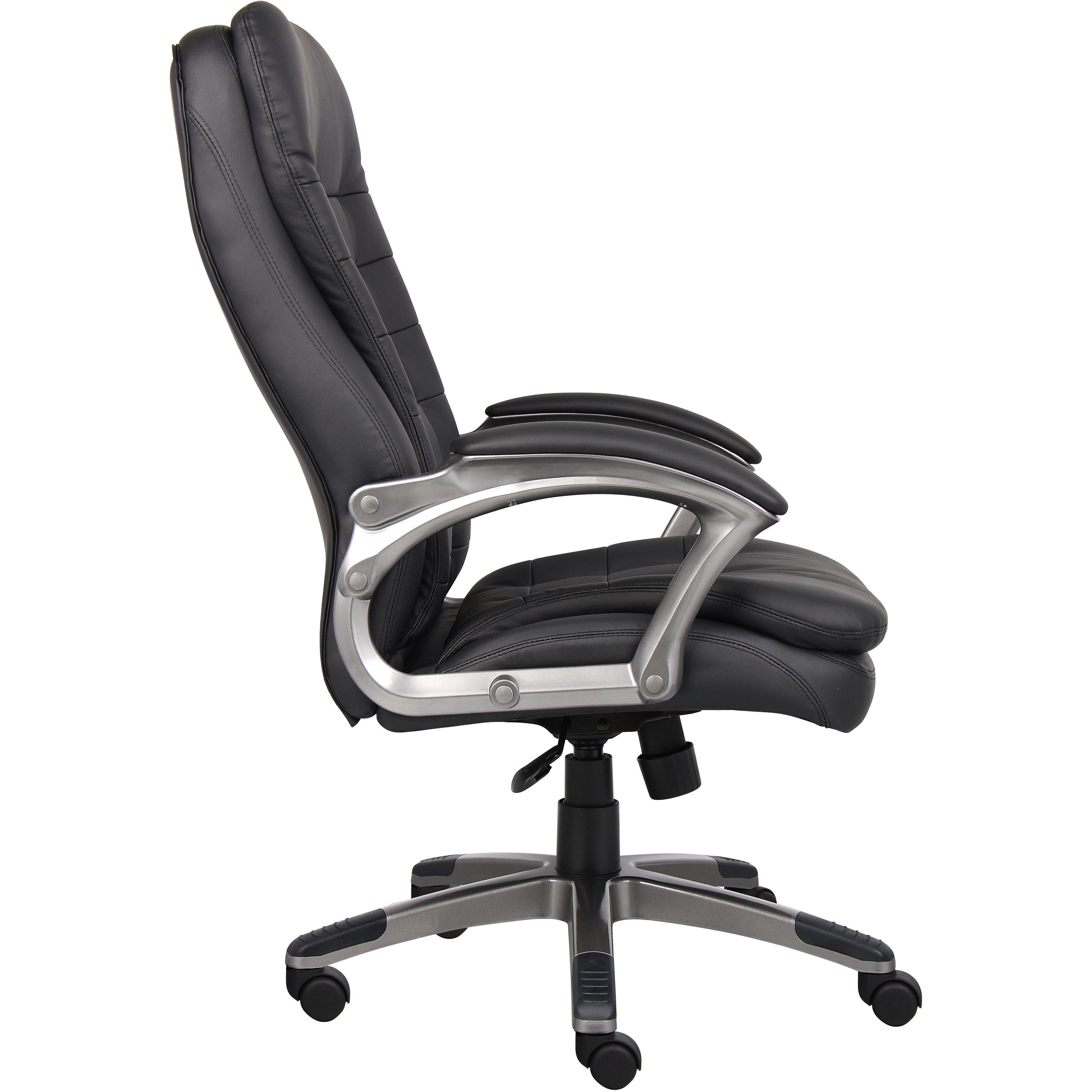 Boss High Back Executive Chair - Black Vinyl Seat - Black, Gray Nylon Frame - 5-star Base - 1 Each - 5