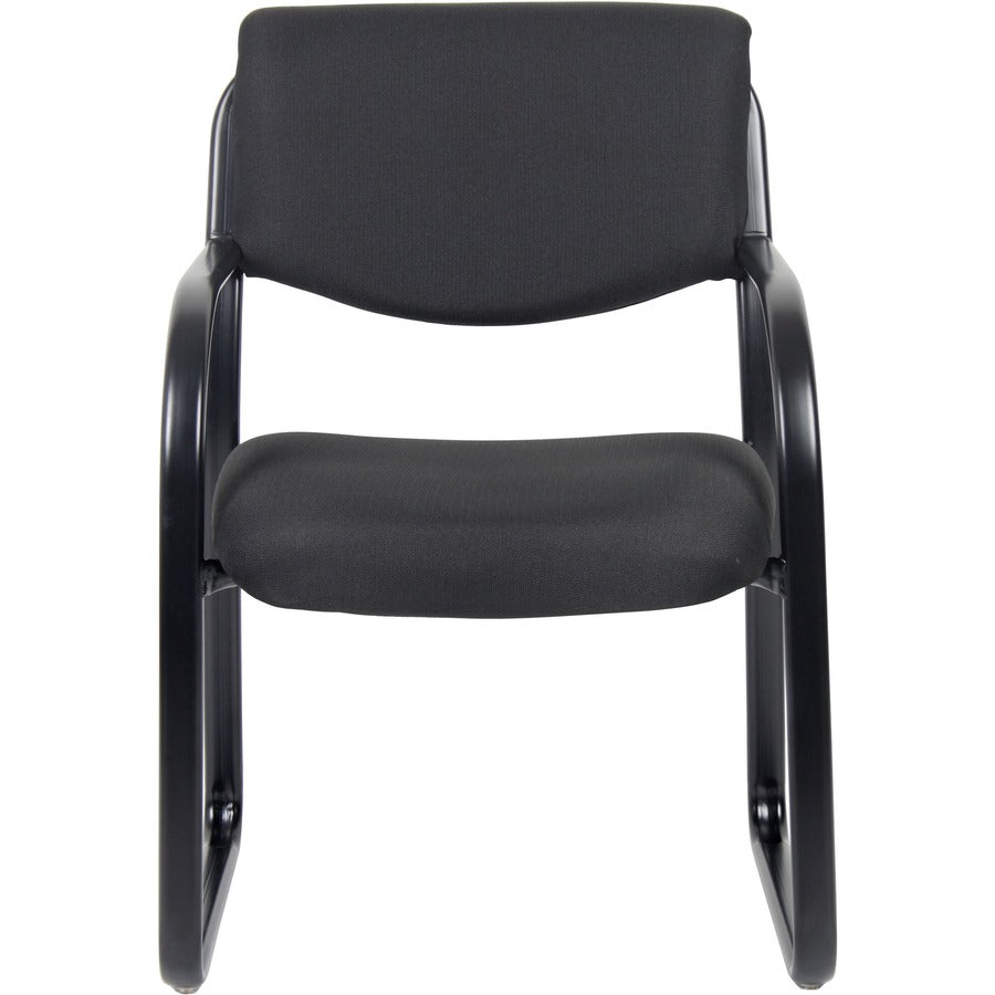 Boss Guest Chair - Black Fabric Seat - Black Metal Frame - Sled Base - 1 Each