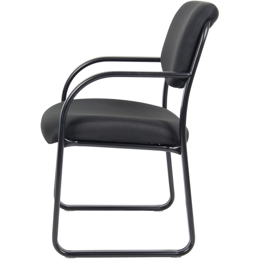 Boss Guest Chair - Black Fabric Seat - Black Metal Frame - Sled Base - 1 Each