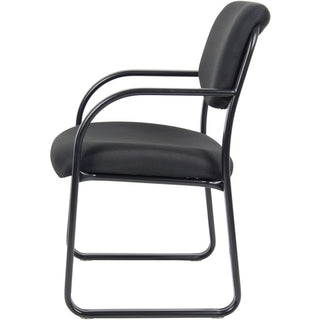 Boss Guest Chair - Black Fabric Seat - Black Metal Frame - Sled Base - 1 Each