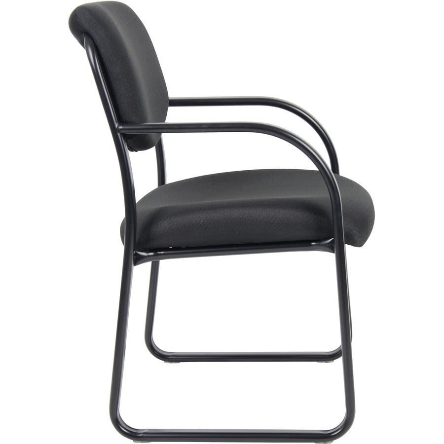 Boss Guest Chair - Black Fabric Seat - Black Metal Frame - Sled Base - 1 Each