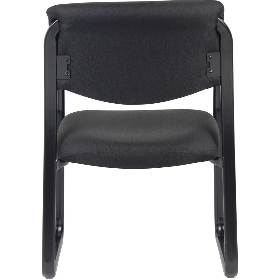 Boss Guest Chair - Black Fabric Seat - Black Metal Frame - Sled Base - 1 Each
