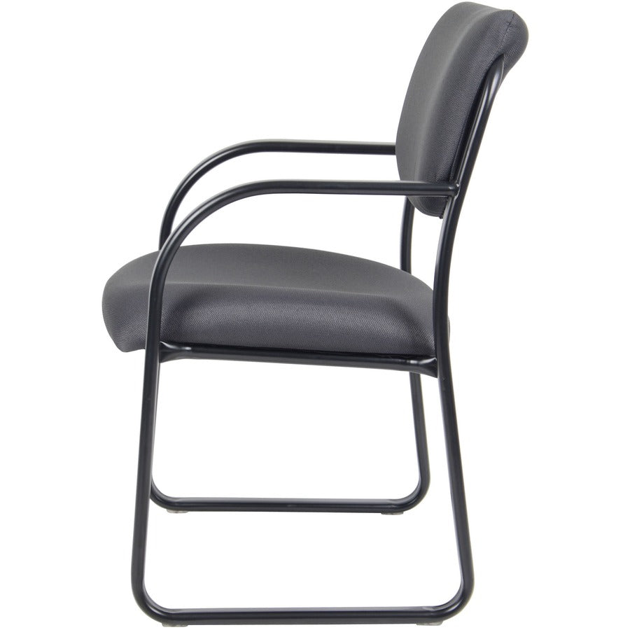 Boss Guest Chair - Gray Fabric Seat - Black Metal Frame - Sled Base - 1 Each