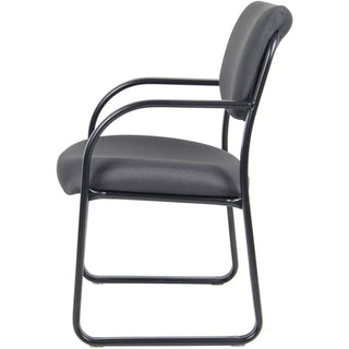 Boss Guest Chair - Gray Fabric Seat - Black Metal Frame - Sled Base - 1 Each