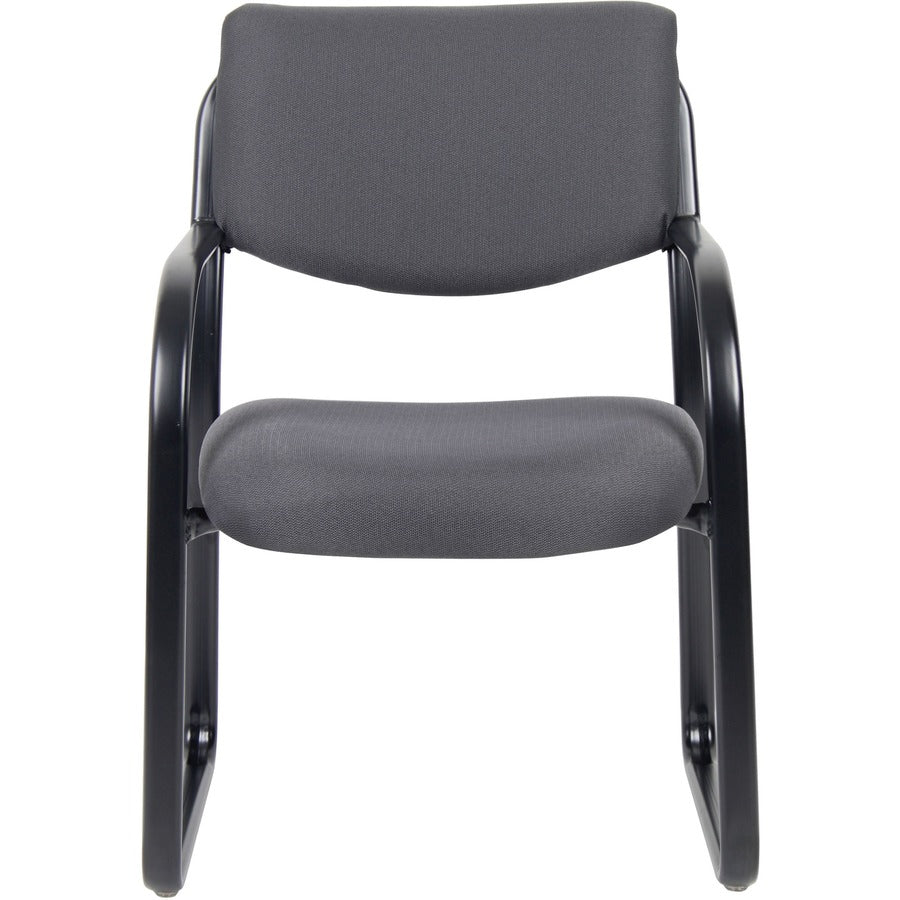 Boss Guest Chair - Gray Fabric Seat - Black Metal Frame - Sled Base - 1 Each
