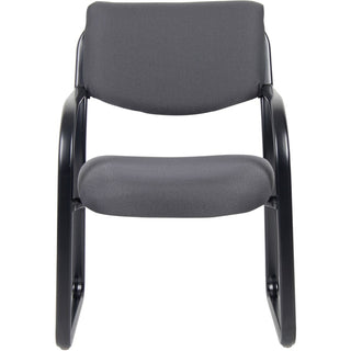 Boss Guest Chair - Gray Fabric Seat - Black Metal Frame - Sled Base - 1 Each