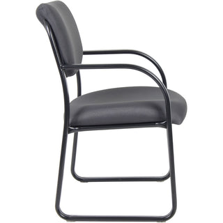 Boss Guest Chair - Gray Fabric Seat - Black Metal Frame - Sled Base - 1 Each