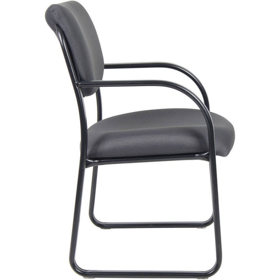 Boss Guest Chair - Gray Fabric Seat - Black Metal Frame - Sled Base - 1 Each