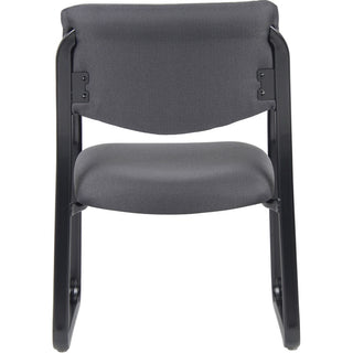 Boss Guest Chair - Gray Fabric Seat - Black Metal Frame - Sled Base - 1 Each