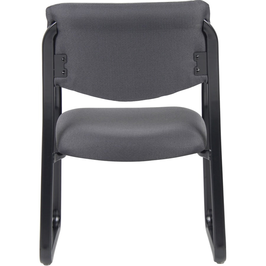 Boss Guest Chair - Gray Fabric Seat - Black Metal Frame - Sled Base - 1 Each