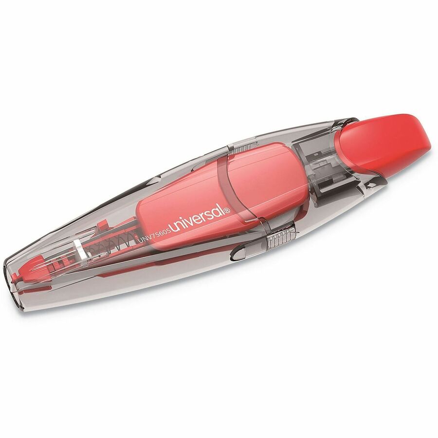Retractable Pen Style Correction Tape, Transparent Gray/Red Applicator, 0.2" x 236", 4/Pack