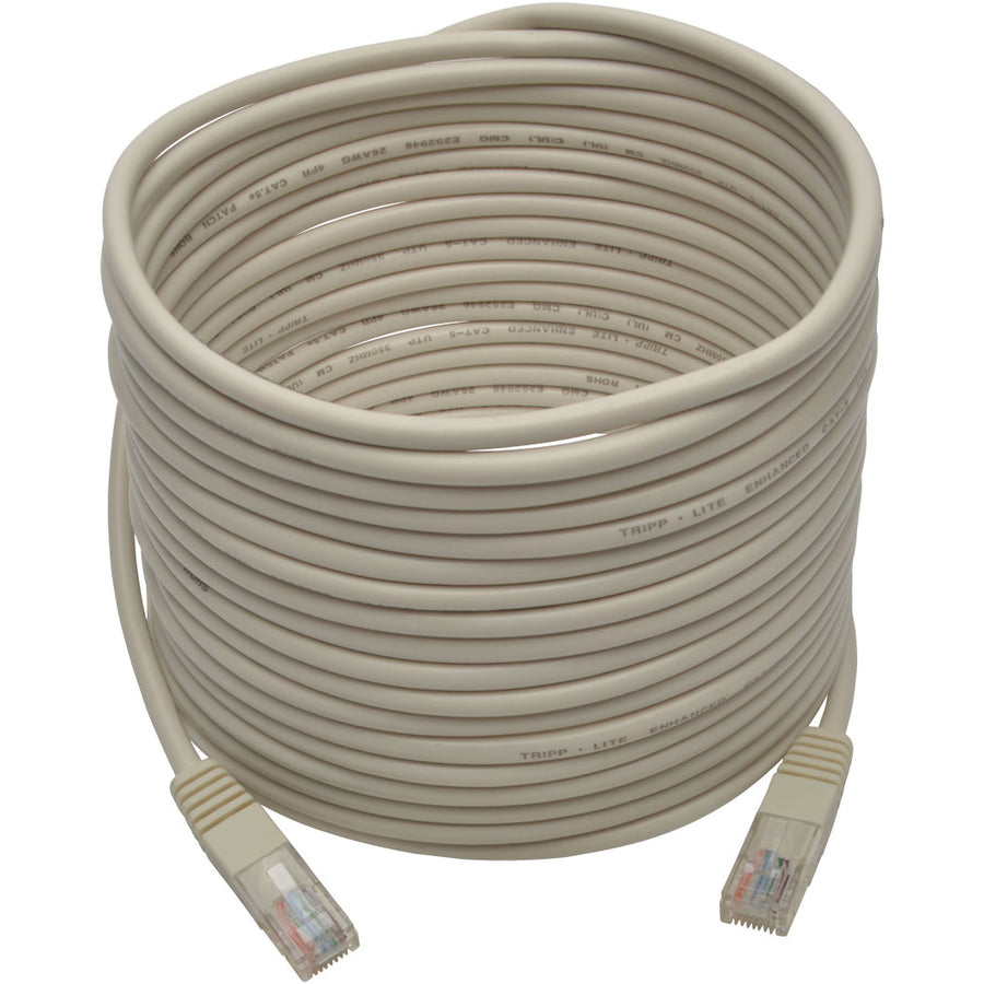 Tripp Lite by Eaton Cat5e 350 MHz Molded (UTP) Ethernet Cable (RJ45 M/M), PoE - White, 25 ft. (7.62 m) - 25 ft Category 5e Network Cable - First End: 1 x RJ-45 - Male - Second End: 1 x RJ-45 - Male - Patch Cable - White - 1 Each - 