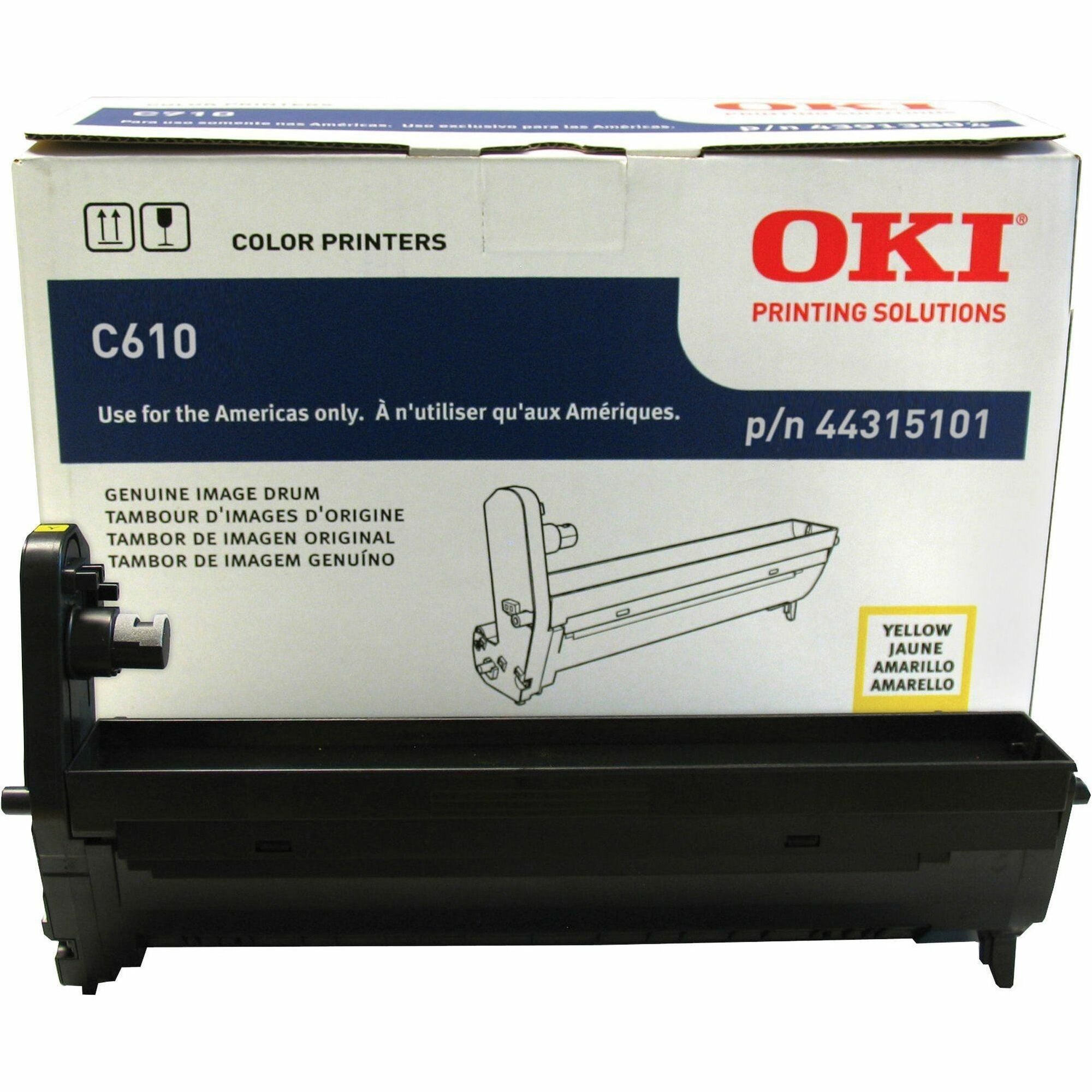 Oki 44315101/02/03/04 Image Drum - LED Print Technology - 20000 Pages - 1 Each - Yellow - 