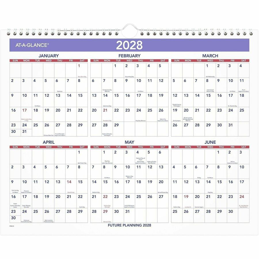 At-A-Glance Wall Calendar - Medium Size - Julian Dates - Monthly - 12 Month - January 2024 - December 2024 - 1 Week Single Page Layout - 15" x 12" White Sheet - 2" x 1.75" Block - Wire Bound - Paper, Chipboard - Hanging Loop, Ruled Daily Block, Easy