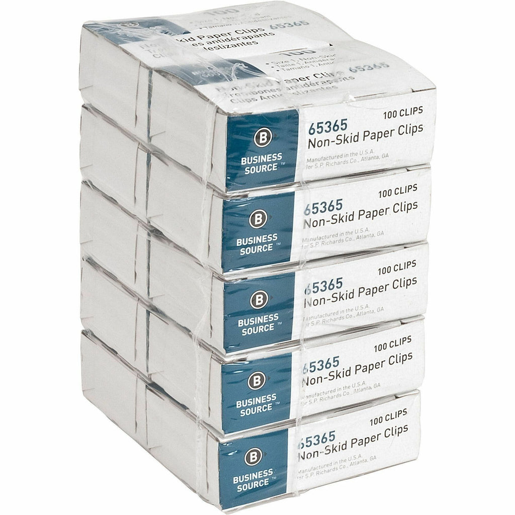 business-source-non-skid-paper-clips-regular-no-1-18-length-x-05-width-1000-pack-silver-steel_bsn65365 - 1