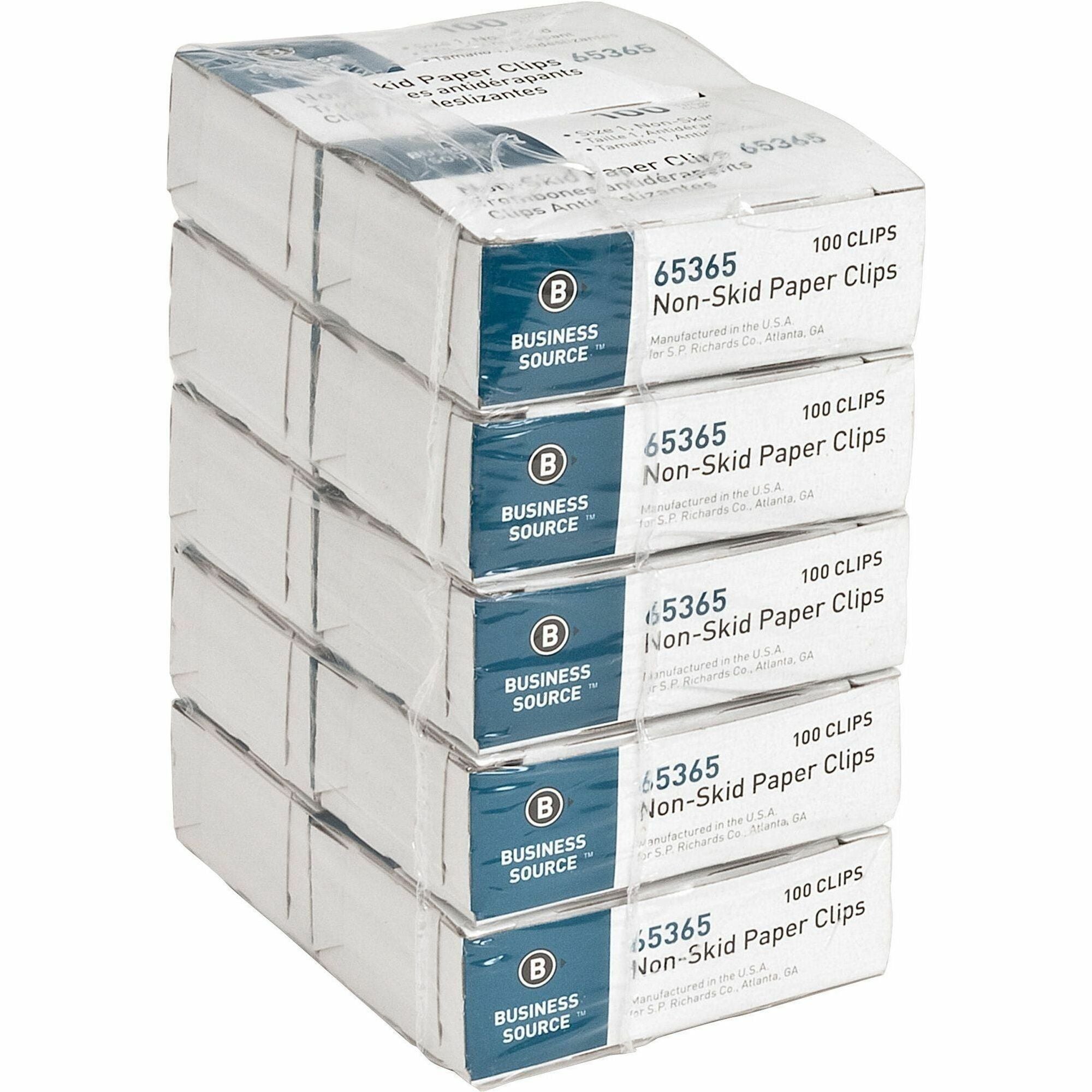 business-source-non-skid-paper-clips-regular-no-1-18-length-x-05-width-1000-pack-silver-steel_bsn65365 - 1