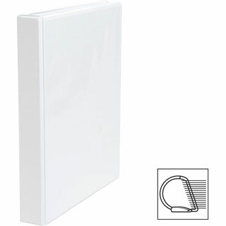Business Source Basic D-Ring View Binder - 1" Binder Capacity - Letter - 8 1/2" x 11" Sheet Size - 240 Sheet Capacity - 3 x D-Ring Fastener(s) - Polypropylene - White - 1.04 lb - Clear Overlay, Spine Label, Non-glare, Sturdy, Exposed Rivet - 1 Each