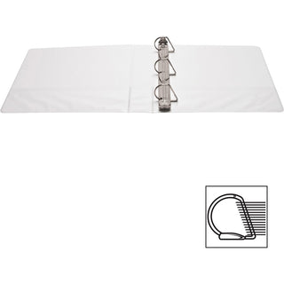 Business Source Basic D-Ring View Binder - 1 1/2" Binder Capacity - Letter - 8 1/2" x 11" Sheet Size - 375 Sheet Capacity - 3 x D-Ring Fastener(s) - Polypropylene, Chipboard - White - 1.12 lb - Clear Overlay, Spine Label, Non-glare, Sturdy, Exposed R