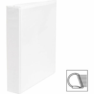 Business Source Basic D-Ring View Binder - 1 1/2" Binder Capacity - Letter - 8 1/2" x 11" Sheet Size - 375 Sheet Capacity - 3 x D-Ring Fastener(s) - Polypropylene, Chipboard - White - 1.12 lb - Clear Overlay, Spine Label, Non-glare, Sturdy, Exposed R