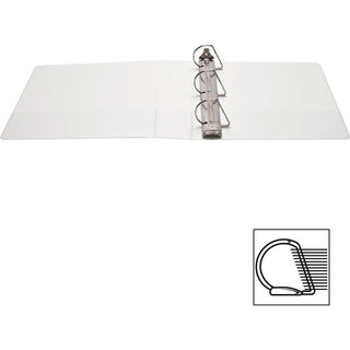 Business Source Basic D-Ring White View Binders - 2" Binder Capacity - Letter - 8 1/2" x 11" Sheet Size - D-Ring Fastener(s) - Polypropylene - White - 1.50 lb - Clear Overlay - 1 Each