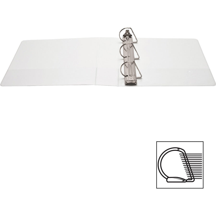 Business Source Basic D-Ring White View Binders - 2" Binder Capacity - Letter - 8 1/2" x 11" Sheet Size - D-Ring Fastener(s) - Polypropylene - White - 1.50 lb - Clear Overlay - 1 Each