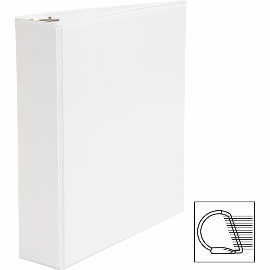 Business Source Basic D-Ring White View Binders - 2" Binder Capacity - Letter - 8 1/2" x 11" Sheet Size - D-Ring Fastener(s) - Polypropylene - White - 1.50 lb - Clear Overlay - 1 Each