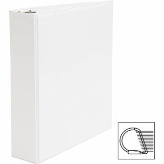 Business Source Basic D-Ring White View Binders - 2" Binder Capacity - Letter - 8 1/2" x 11" Sheet Size - D-Ring Fastener(s) - Polypropylene - White - 1.50 lb - Clear Overlay - 1 Each