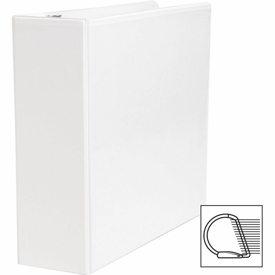 Business Source Basic D-Ring White View Binders - 3" Binder Capacity - Letter - 8 1/2" x 11" Sheet Size - D-Ring Fastener(s) - Polypropylene - White - 1.70 lb - Clear Overlay - 1 Each
