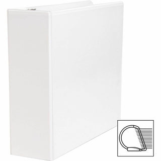 Business Source Basic D-Ring White View Binders - 3" Binder Capacity - Letter - 8 1/2" x 11" Sheet Size - D-Ring Fastener(s) - Polypropylene - White - 1.70 lb - Clear Overlay - 1 Each
