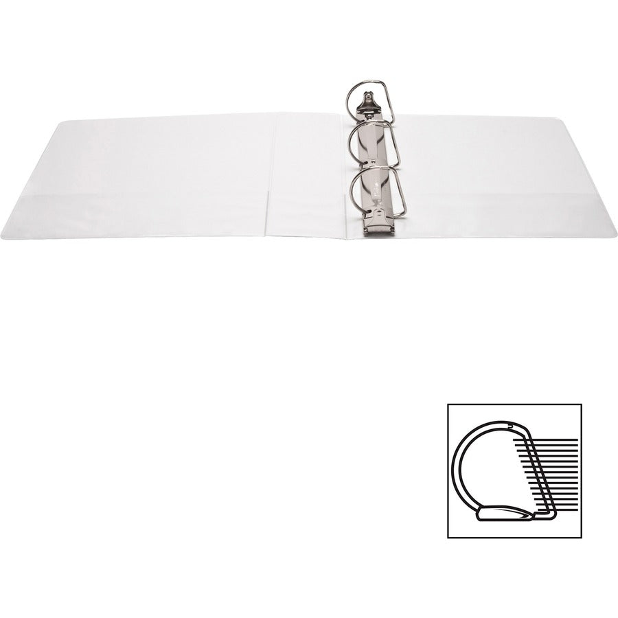Business Source Basic D-Ring White View Binders - 3" Binder Capacity - Letter - 8 1/2" x 11" Sheet Size - D-Ring Fastener(s) - Polypropylene - White - 1.70 lb - Clear Overlay - 1 Each