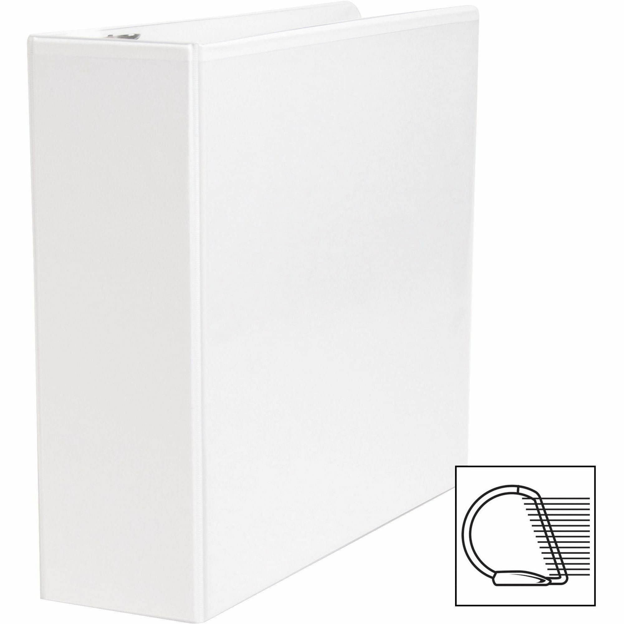 Business Source Basic D-Ring White View Binders - 3" Binder Capacity - Letter - 8 1/2" x 11" Sheet Size - D-Ring Fastener(s) - Polypropylene - White - 1.70 lb - Clear Overlay - 1 Each - 