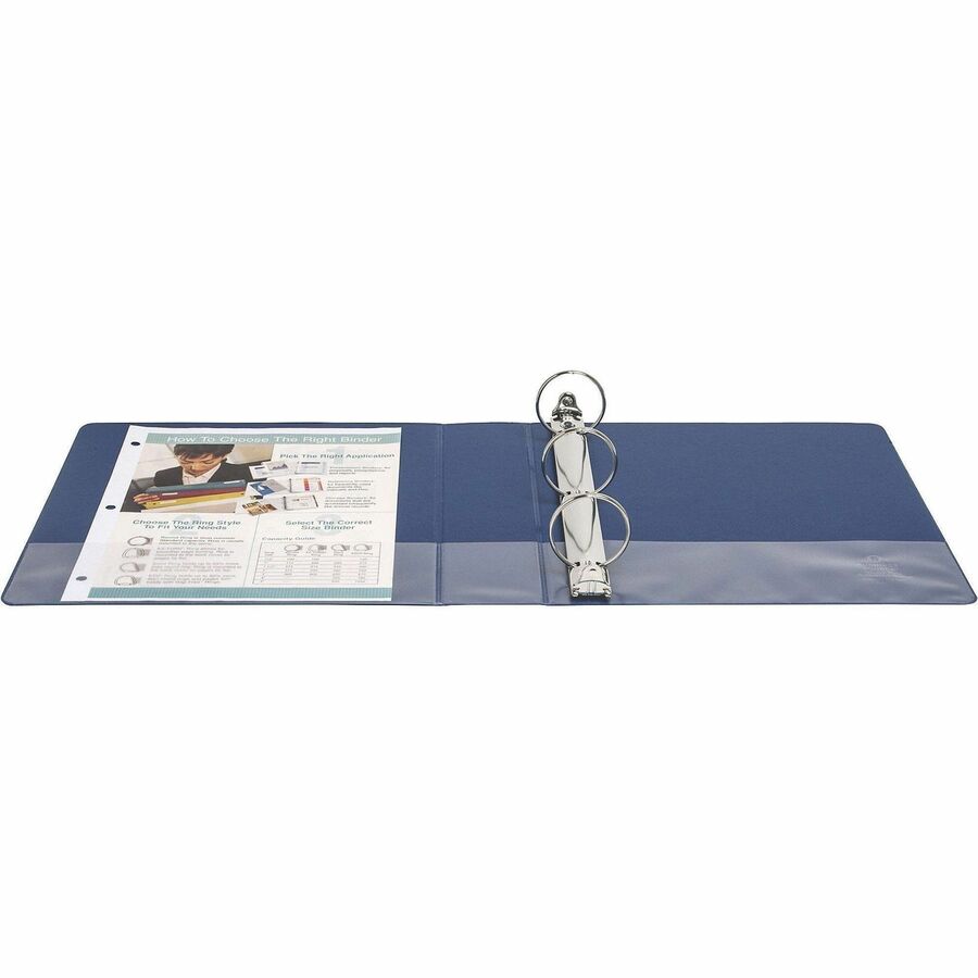 Business Source Basic Round Ring Binders - 2" Binder Capacity - Letter - 8 1/2" x 11" Sheet Size - Round Ring Fastener(s) - Vinyl - Dark Blue - 1.52 lb - 1 Each