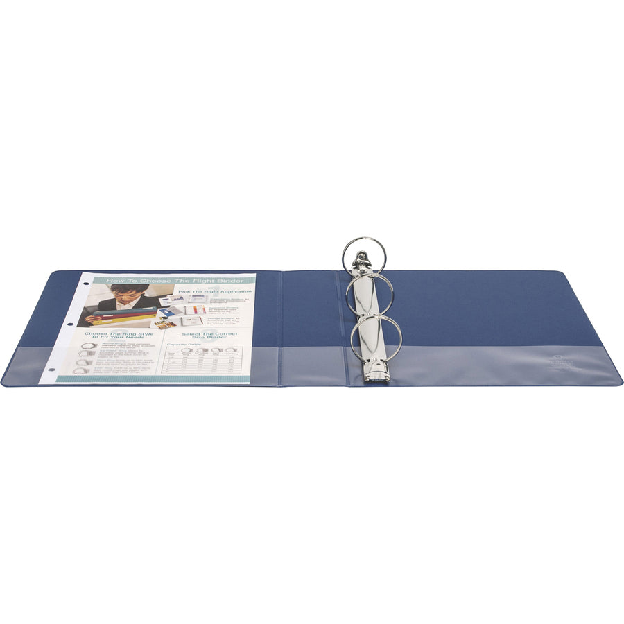 Business Source Basic Round Ring Binders - 2" Binder Capacity - Letter - 8 1/2" x 11" Sheet Size - Round Ring Fastener(s) - Vinyl - Dark Blue - 1.52 lb - 1 Each
