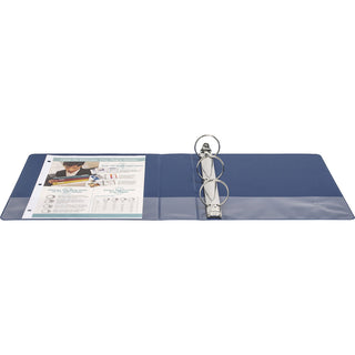 Business Source Basic Round Ring Binders - 2" Binder Capacity - Letter - 8 1/2" x 11" Sheet Size - Round Ring Fastener(s) - Vinyl - Dark Blue - 1.52 lb - 1 Each