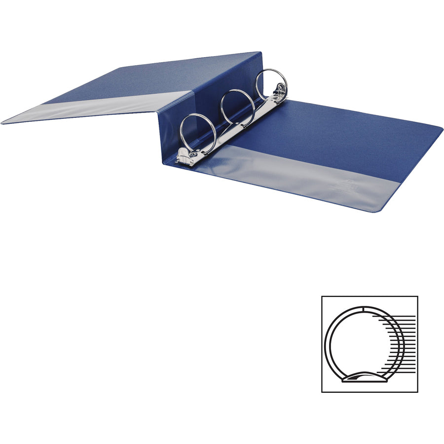 Business Source Basic Round Ring Binders - 2" Binder Capacity - Letter - 8 1/2" x 11" Sheet Size - Round Ring Fastener(s) - Vinyl - Dark Blue - 1.52 lb - 1 Each