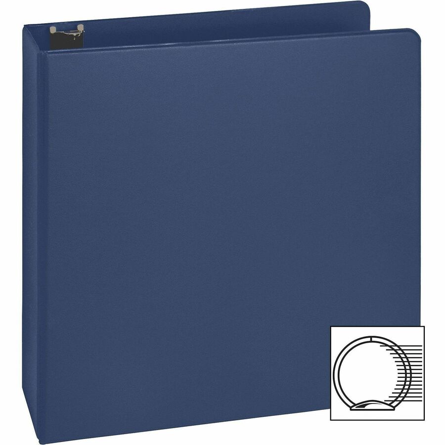 Business Source Basic Round Ring Binders - 2" Binder Capacity - Letter - 8 1/2" x 11" Sheet Size - Round Ring Fastener(s) - Vinyl - Dark Blue - 1.52 lb - 1 Each