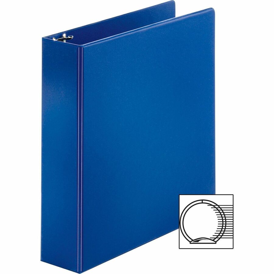 Business Source Basic Round Ring Binders - 2" Binder Capacity - Letter - 8 1/2" x 11" Sheet Size - Round Ring Fastener(s) - Vinyl - Dark Blue - 1.52 lb - 1 Each