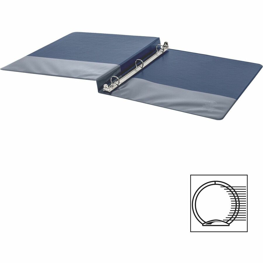Business Source Basic Round Ring Binders - 1/2" Binder Capacity - Letter - 8 1/2" x 11" Sheet Size - Round Ring Fastener(s) - Vinyl - Dark Blue - 8.96 oz - 1 Each