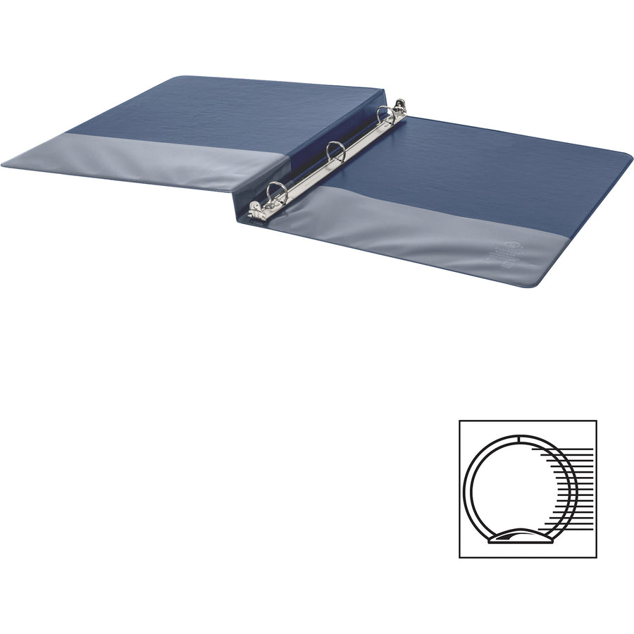 Business Source Basic Round Ring Binders - 1/2" Binder Capacity - Letter - 8 1/2" x 11" Sheet Size - Round Ring Fastener(s) - Vinyl - Dark Blue - 8.96 oz - 1 Each - 