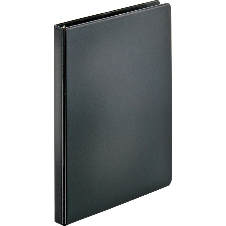 Business Source Basic Round Ring Binders - 1/2" Binder Capacity - Letter - 8 1/2" x 11" Sheet Size - 125 Sheet Capacity - 3 x Round Ring Fastener(s) - Polypropylene, Chipboard - Black - 8.96 oz - Sturdy - 1 Each - 