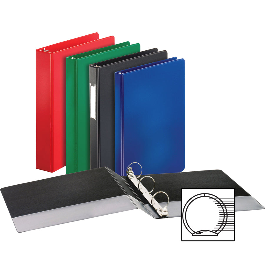 Business Source Basic Round Ring Binders - 1/2" Binder Capacity - Letter - 8 1/2" x 11" Sheet Size - 125 Sheet Capacity - 3 x Round Ring Fastener(s) - Polypropylene, Chipboard - Black - 8.96 oz - Sturdy - 1 Each - 