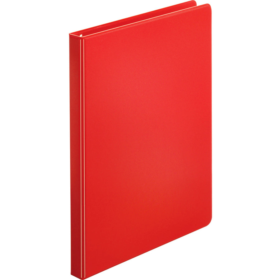 Business Source Basic Round Ring Binders - 1/2" Binder Capacity - Letter - 8 1/2" x 11" Sheet Size - 125 Sheet Capacity - 3 x Round Ring Fastener(s) - Polypropylene, Chipboard - Red - 8.96 oz - Sturdy - 1 Each - 