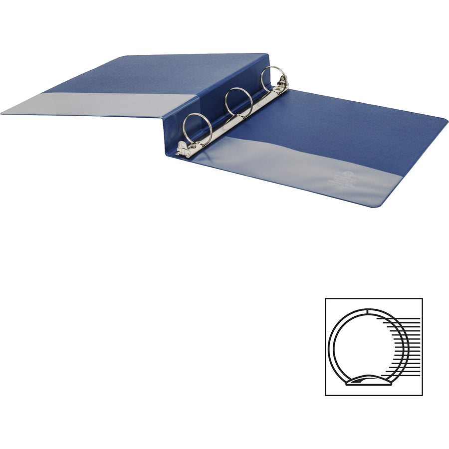 Business Source Basic Round Ring Binders - 1 1/2" Binder Capacity - Letter - 8 1/2" x 11" Sheet Size - 350 Sheet Capacity - 3 x Round Ring Fastener(s) - Polypropylene, Chipboard - Dark Blue - 1.02 lb - Sturdy - 1 Each