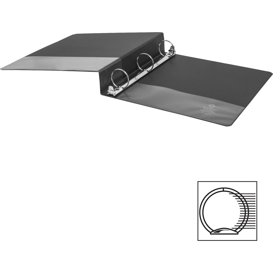 Business Source Basic Round Ring Binders - 1 1/2" Binder Capacity - Letter - 8 1/2" x 11" Sheet Size - 350 Sheet Capacity - 3 x Round Ring Fastener(s) - Polypropylene, Chipboard - Black - 1.02 lb - Sturdy - 1 Each