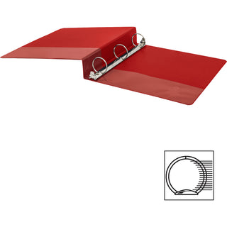 Business Source Basic Round Ring Binders - 1 1/2" Binder Capacity - Letter - 8 1/2" x 11" Sheet Size - 350 Sheet Capacity - 3 x Round Ring Fastener(s) - Polypropylene, Chipboard - Red - 1.02 lb - Exposed Rivet, Sturdy - 1 Each - 