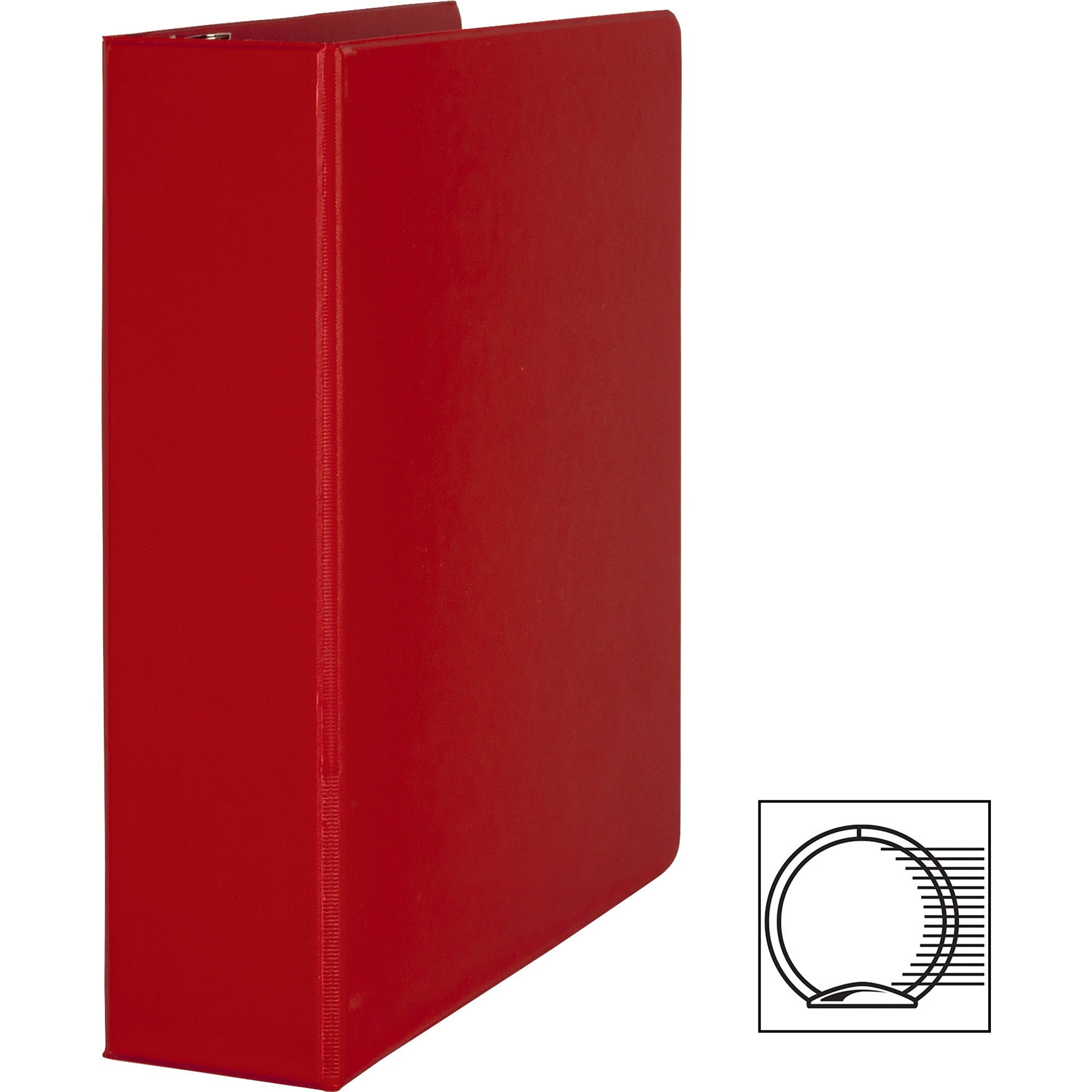 Business Source Basic Round Ring Binders - 2" Binder Capacity - Letter - 8 1/2" x 11" Sheet Size - Round Ring Fastener(s) - Vinyl - Red - 1.52 lb - 1 Each - 2